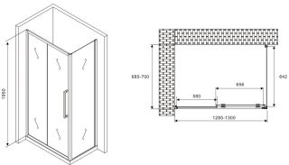 Душевой уголок ABBER Schwarzer Diamant AG30130MH-S70M 130x70см хром